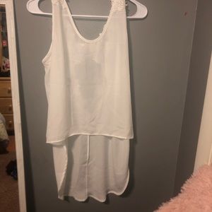 Flowy off white blouse with train like tail